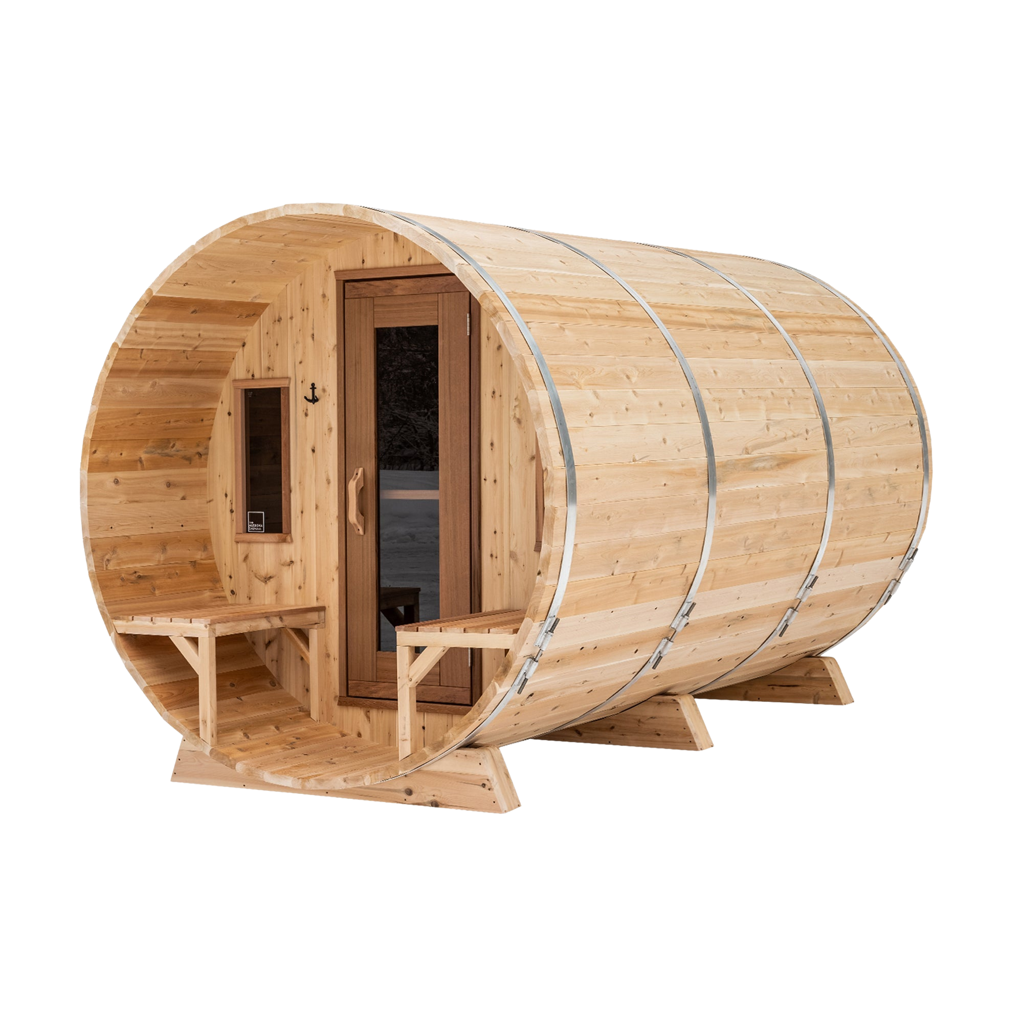 Premium 7'x 12' Barrel Sauna With 2' Porch