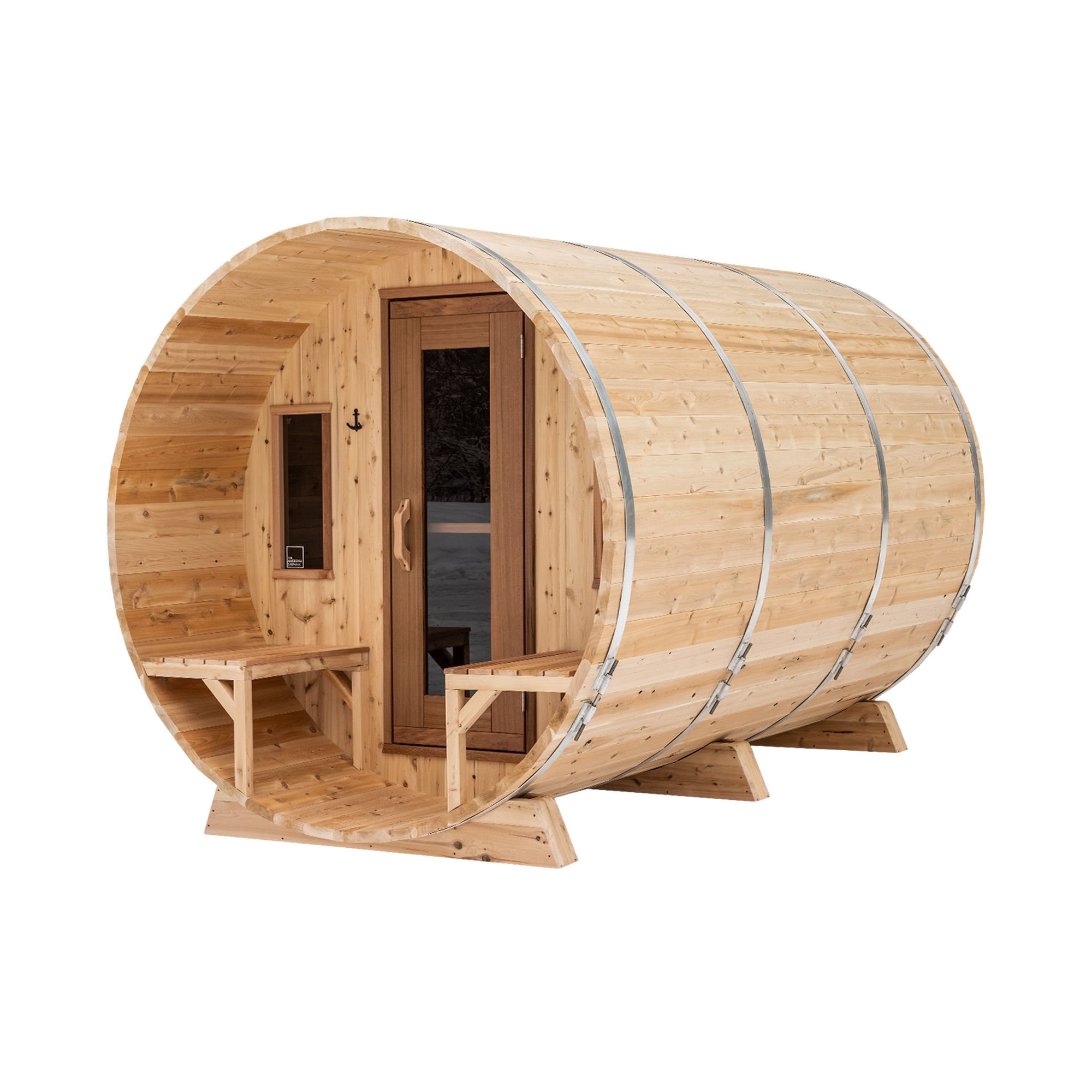Premium 7'x 10' Barrel Sauna With 2' Porch
