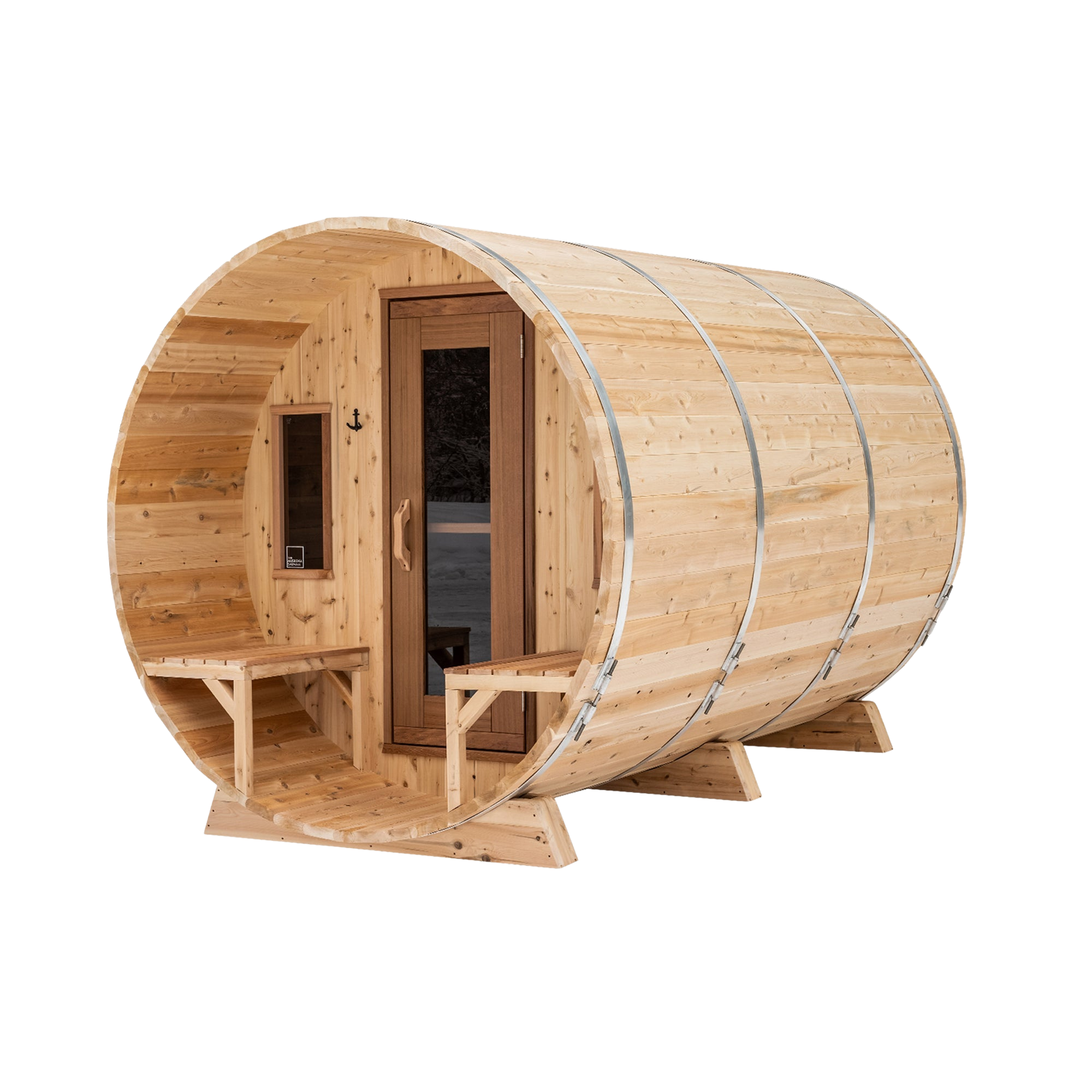 Premium 7'x 12' Barrel Sauna With 4' Change Room