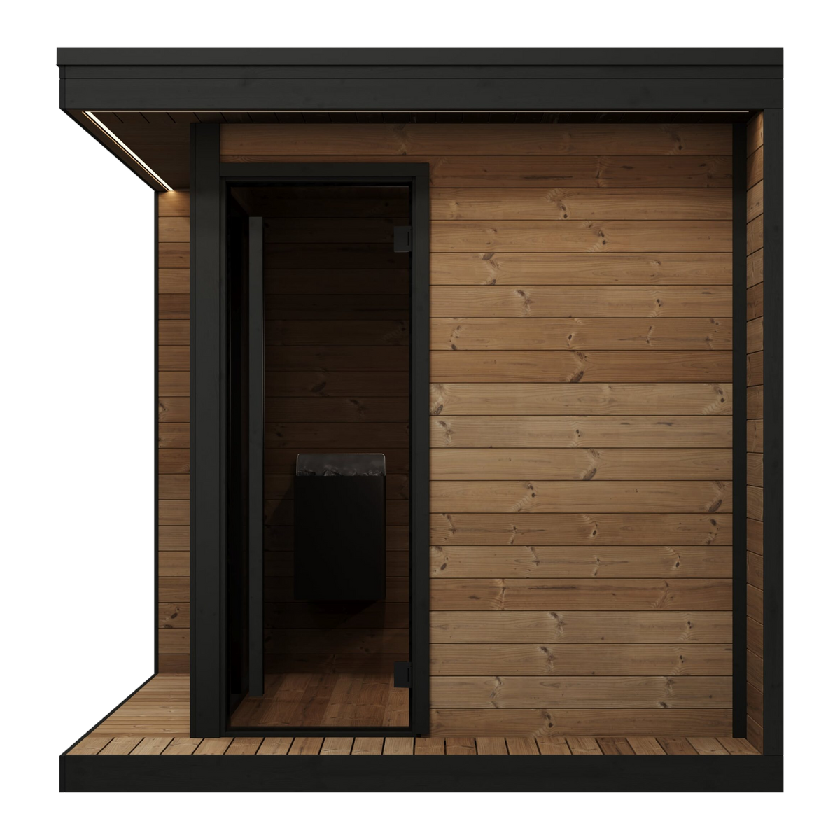 SaunaLife GL6 side view with glass door and thermo-spruce walls
