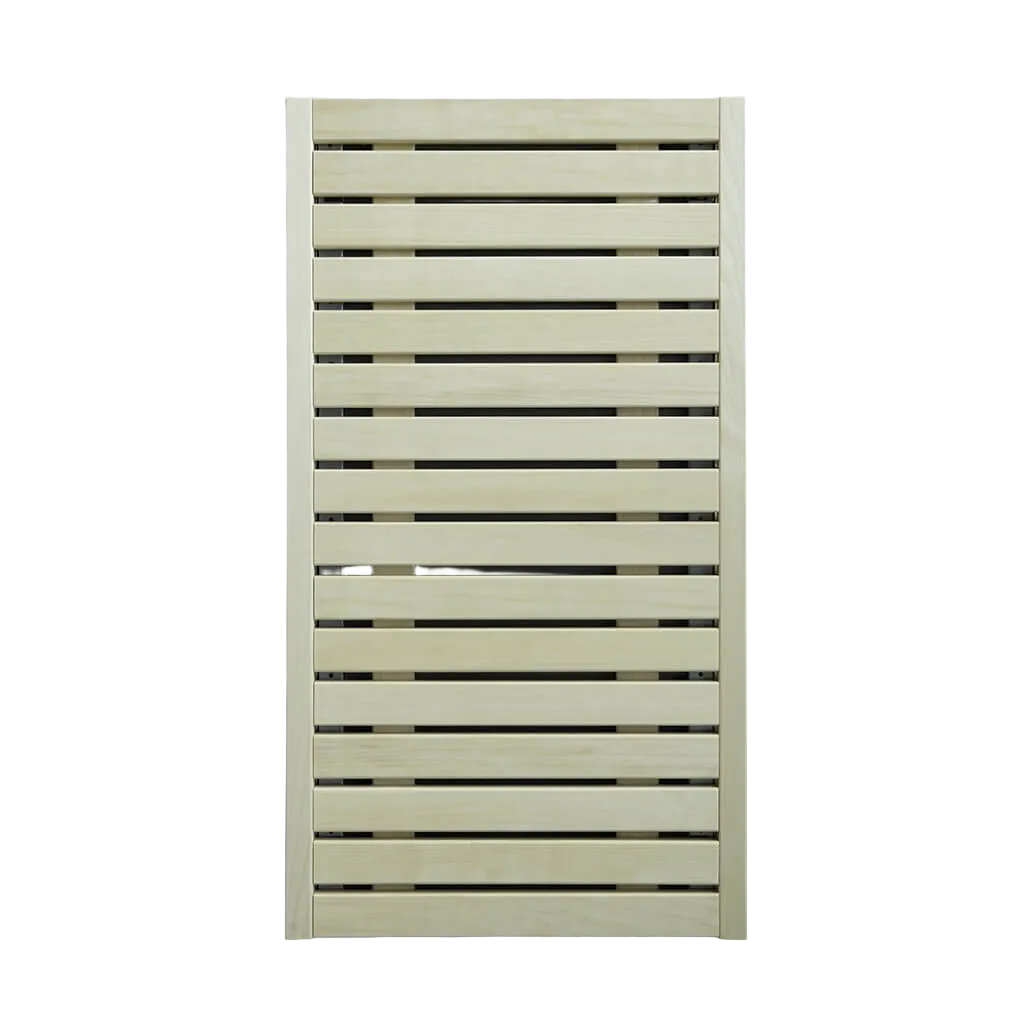 Vertical slatted panel on a white background