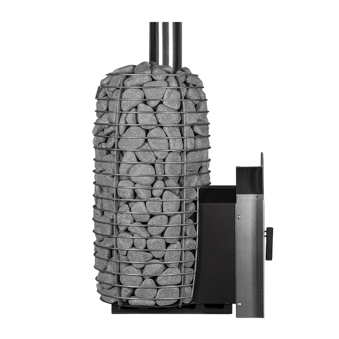 Smoker with stone chimney on a white background