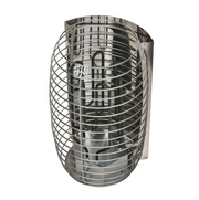 Metallic wall-mounted lamp with cylindrical design on a white background
