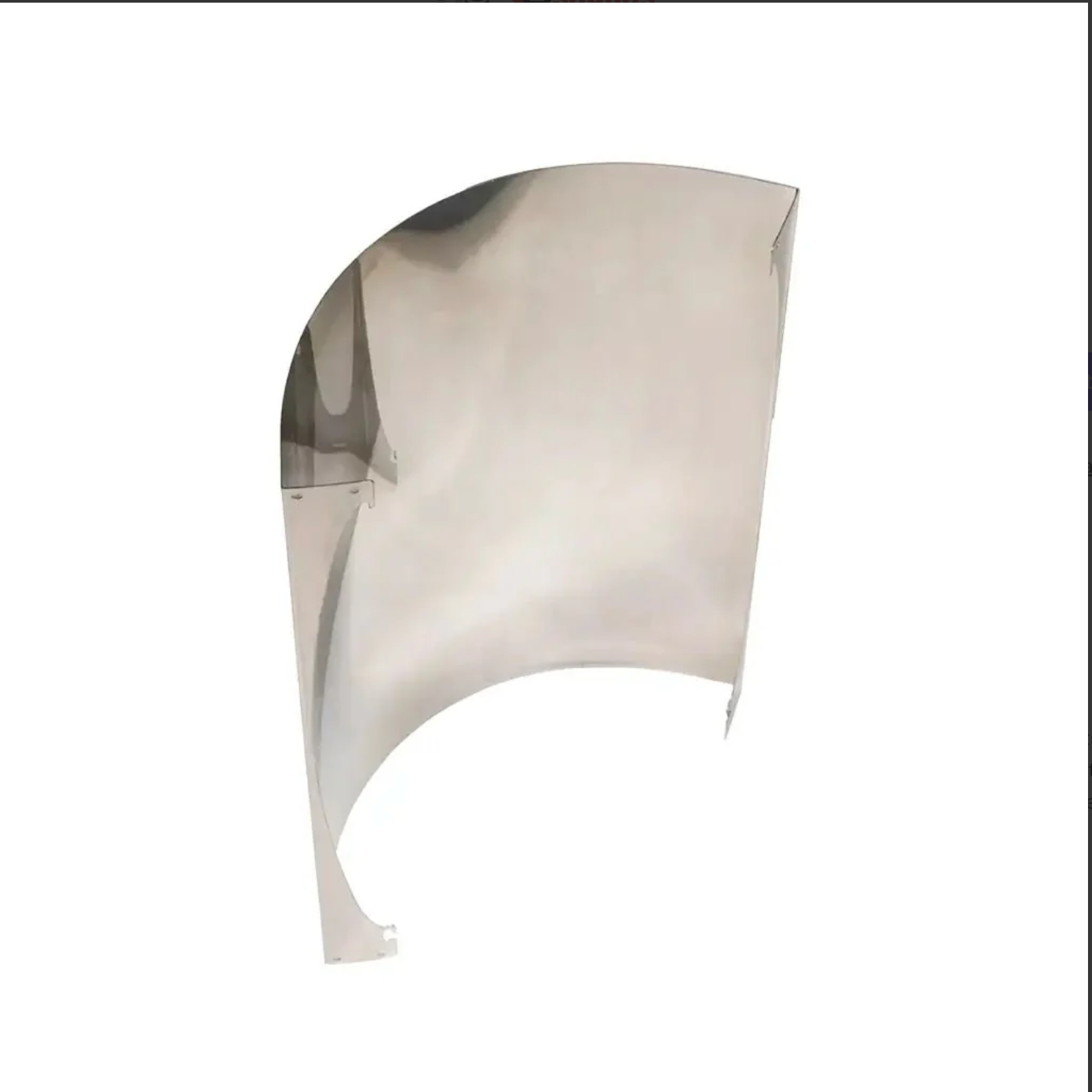 Metallic object with a reflective surface on a white background