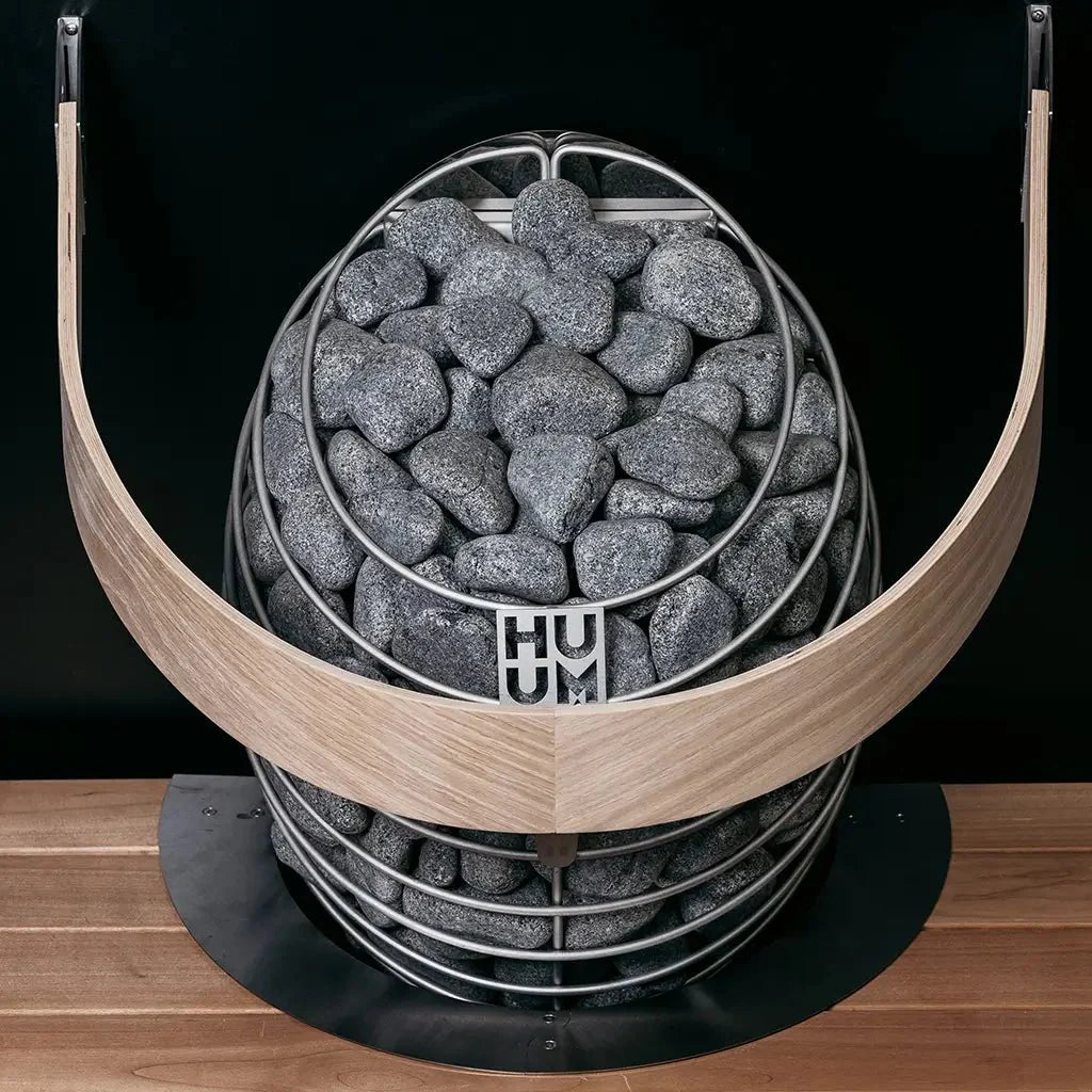Fire pit with stones and wooden design on a black background