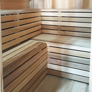 Double-tiered benches (both side walls), L- Bench
