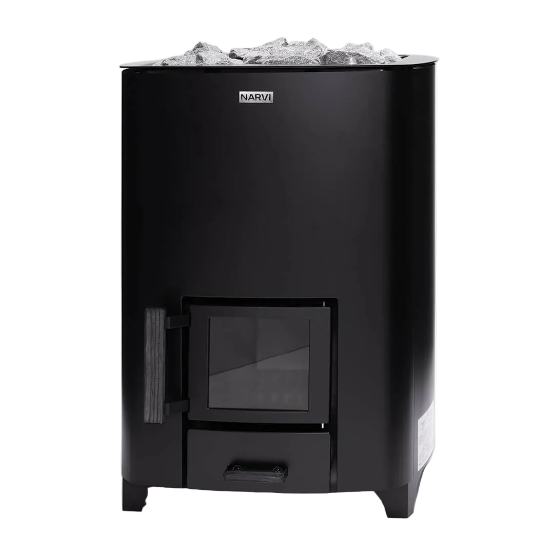 Black Narvi stove on a white background