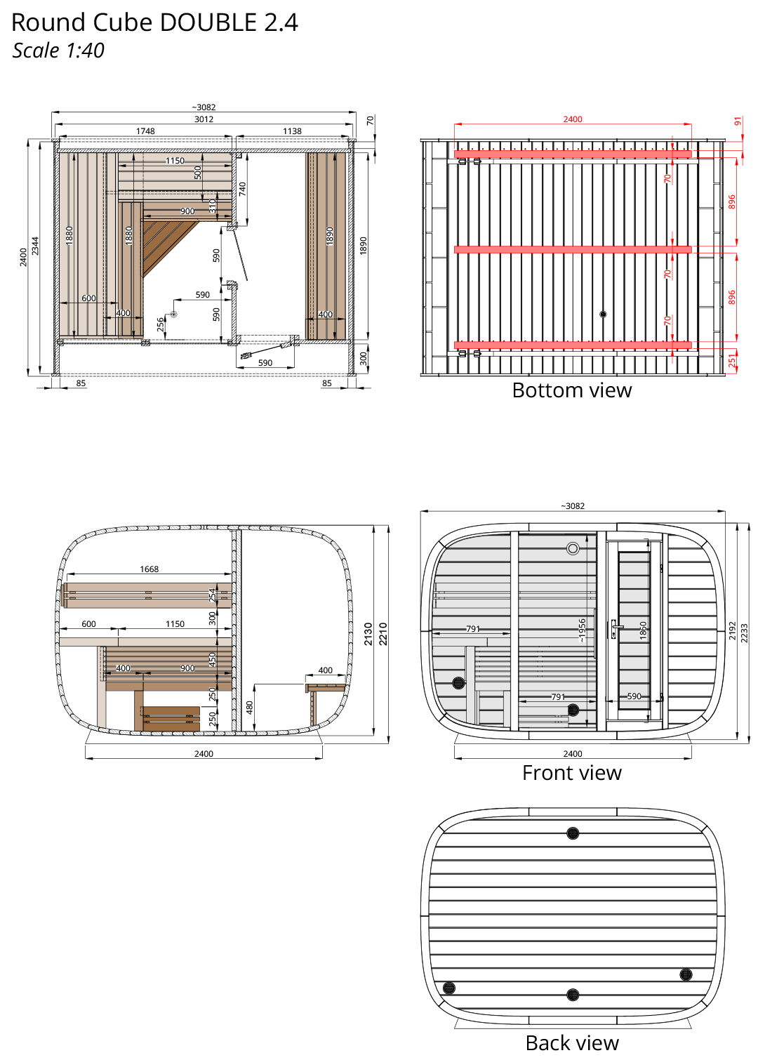 Saunasell Round Cube Double Sauna