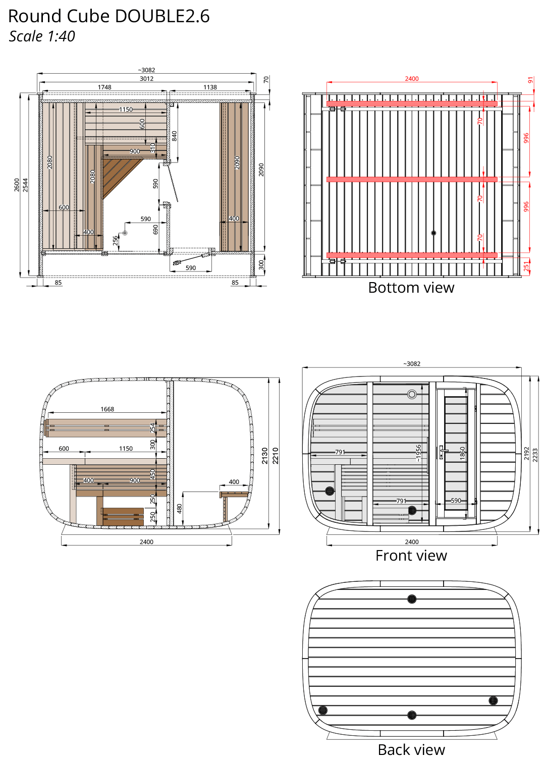 Saunasell Round Cube Double Sauna
