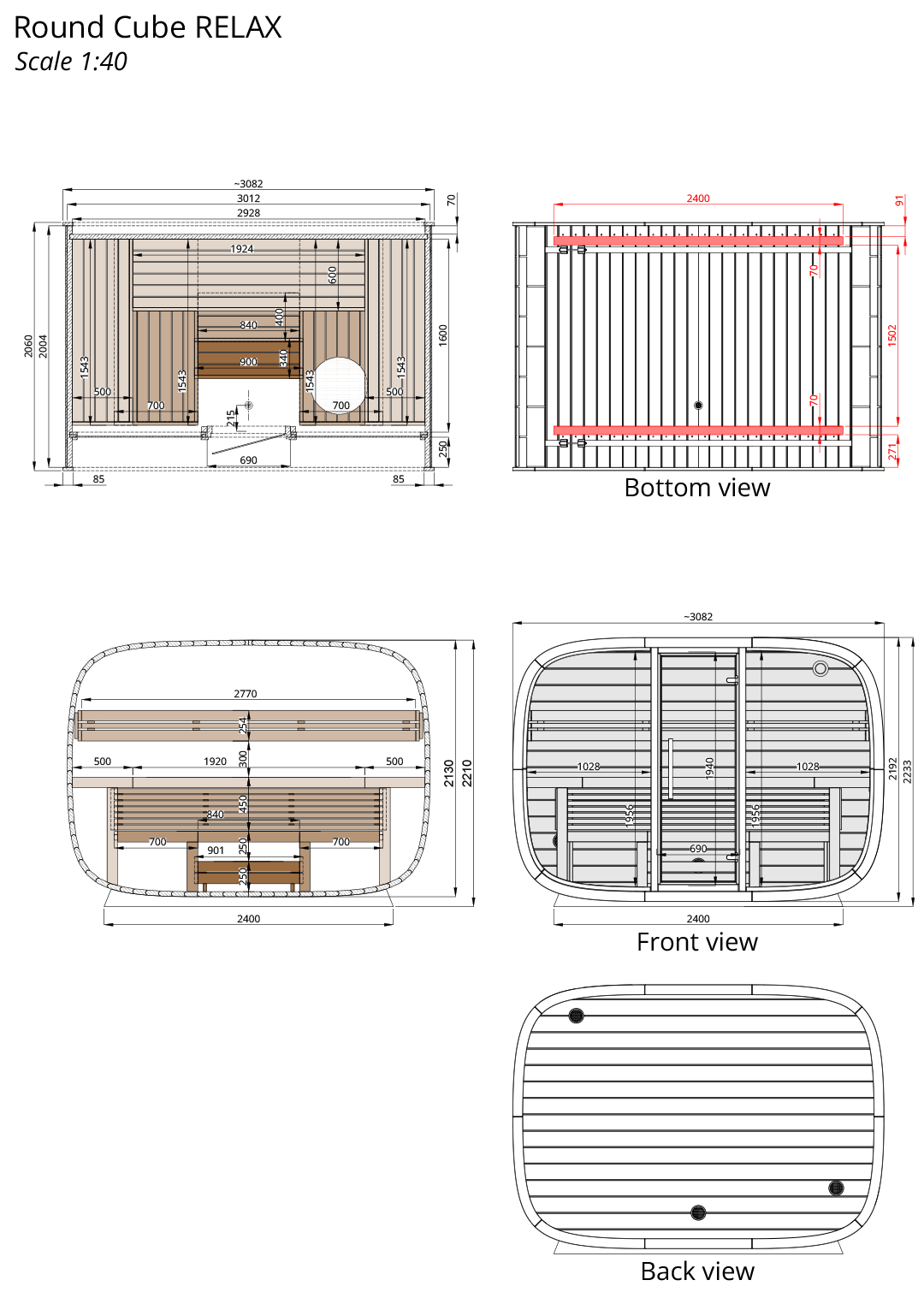 Saunasell Round Cube Relax Sauna