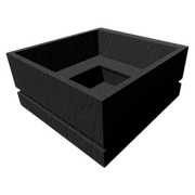 A black square planter box with a raised center insert, shown from an elevated perspective on a plain white background.