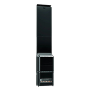 Black vertical dryer with brand name on a white background