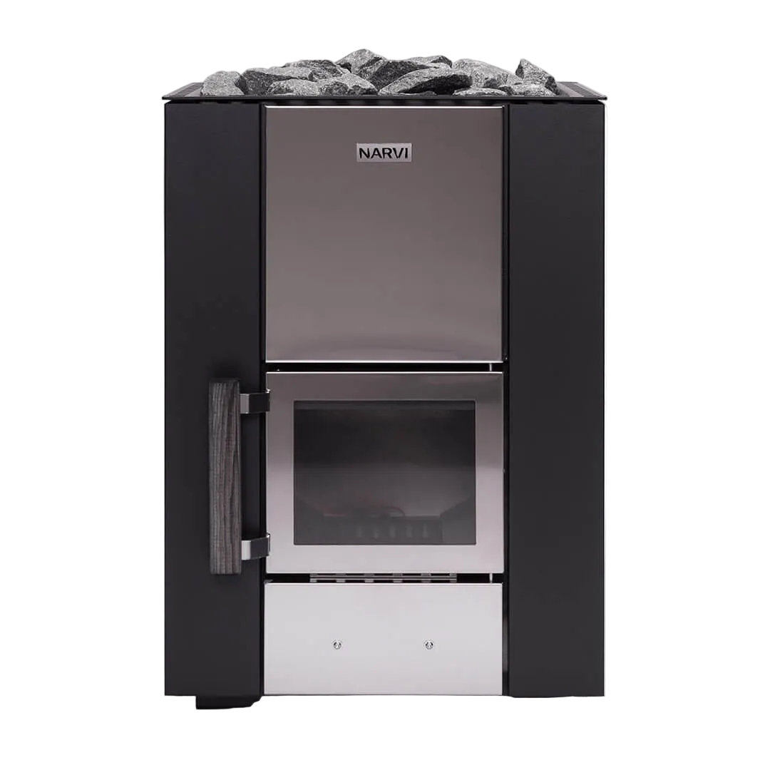 Stainless steel refrigerator with ice maker on a white background