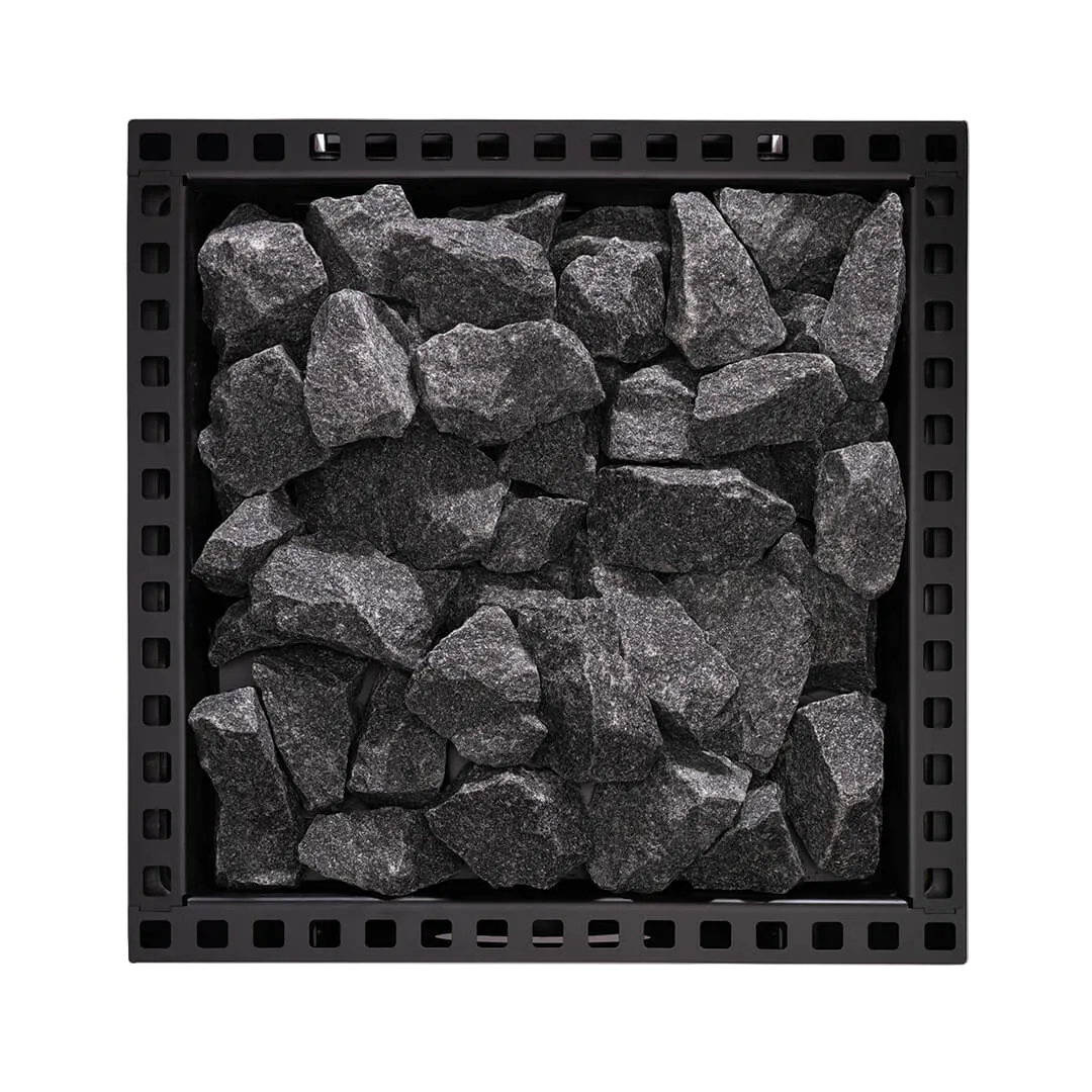 Decorative stone wall with black border on a white background