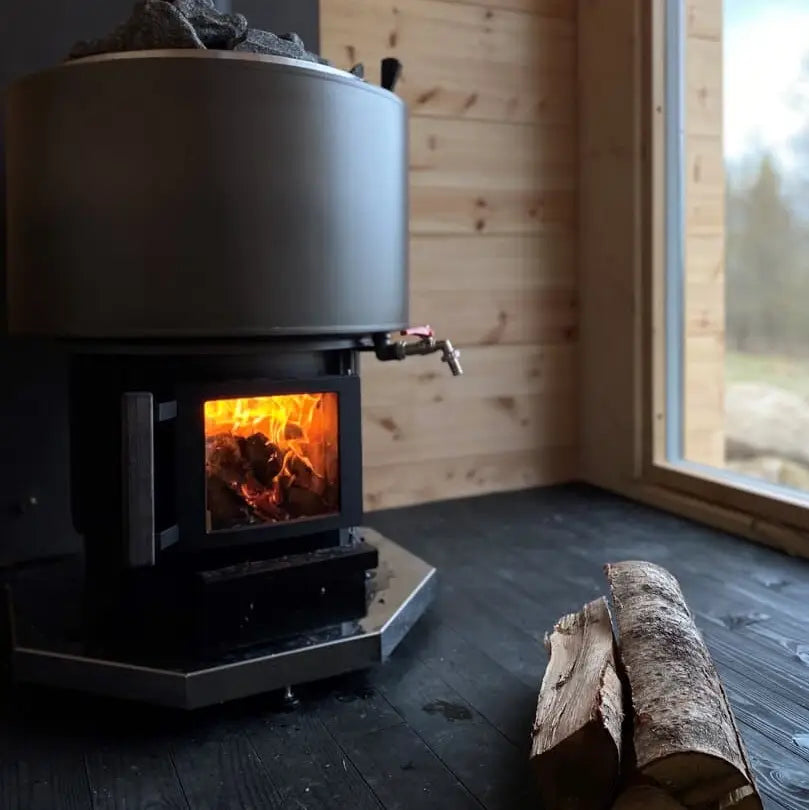 Narvi Luosto VS Wood-Burning Sauna Stove with Water Tank, Grey