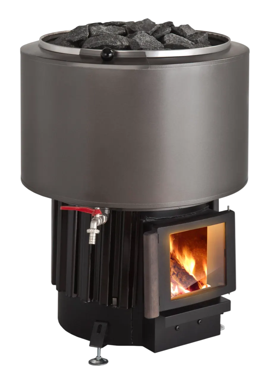 Narvi Luosto VS Wood-Burning Sauna Stove with Water Tank, Grey