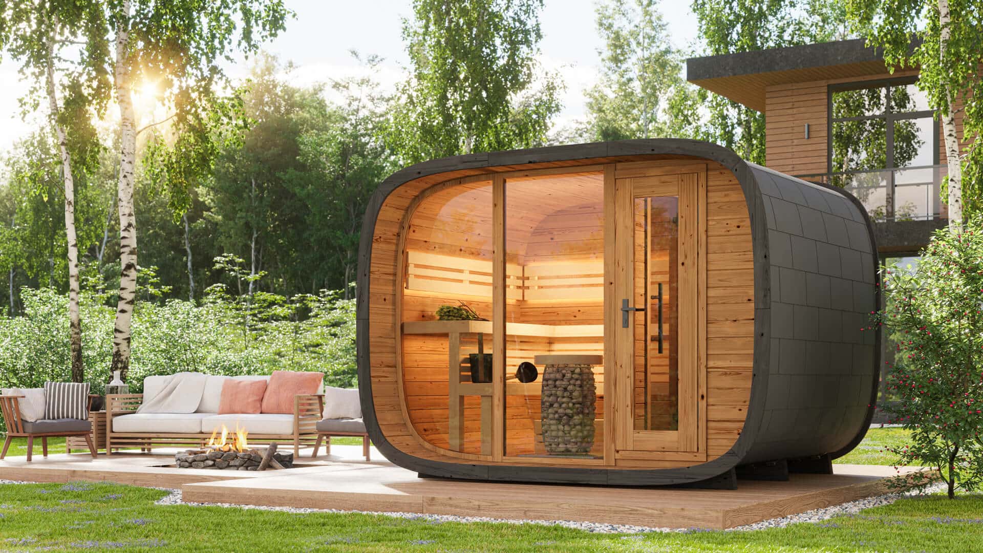 Saunasell Round Cube Double Sauna
